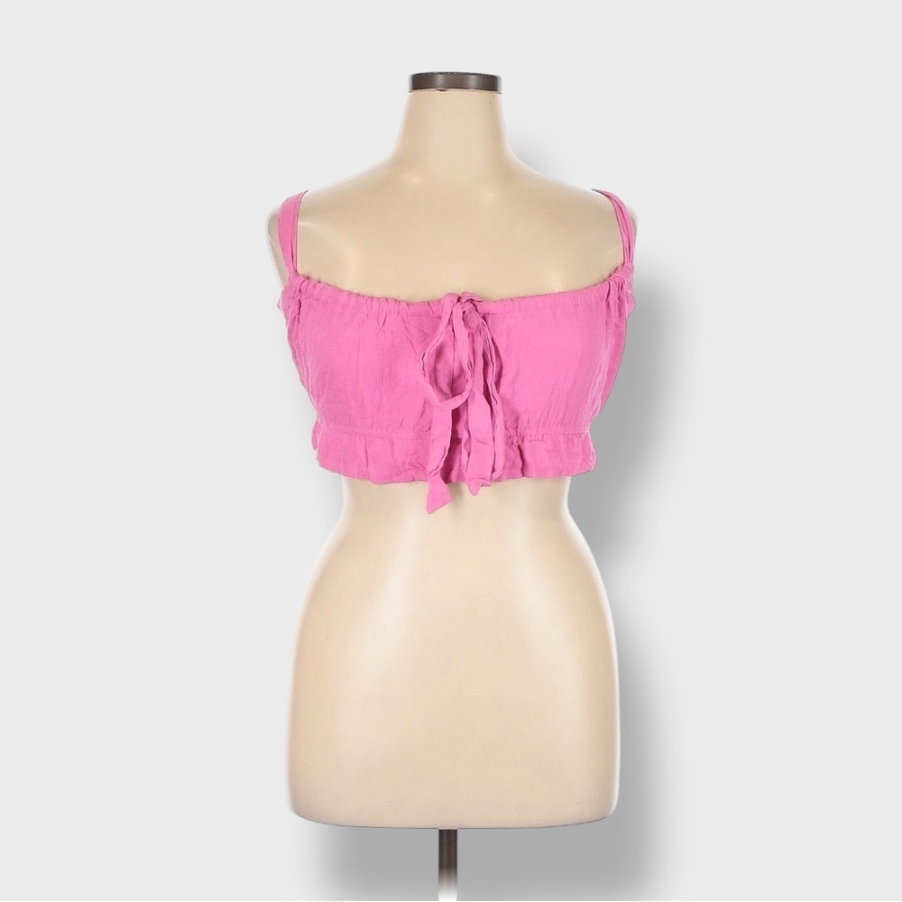 Free People Corazon Crop Top XL Pink Endless Summer Textured Adjustable Tie NWT - Picture 10 of 12